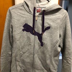 Grey puma zip up hoodie